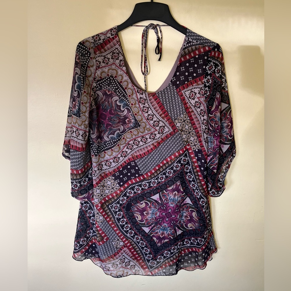 Final Touch Multicolor Patchwork Tunic Top - image 1